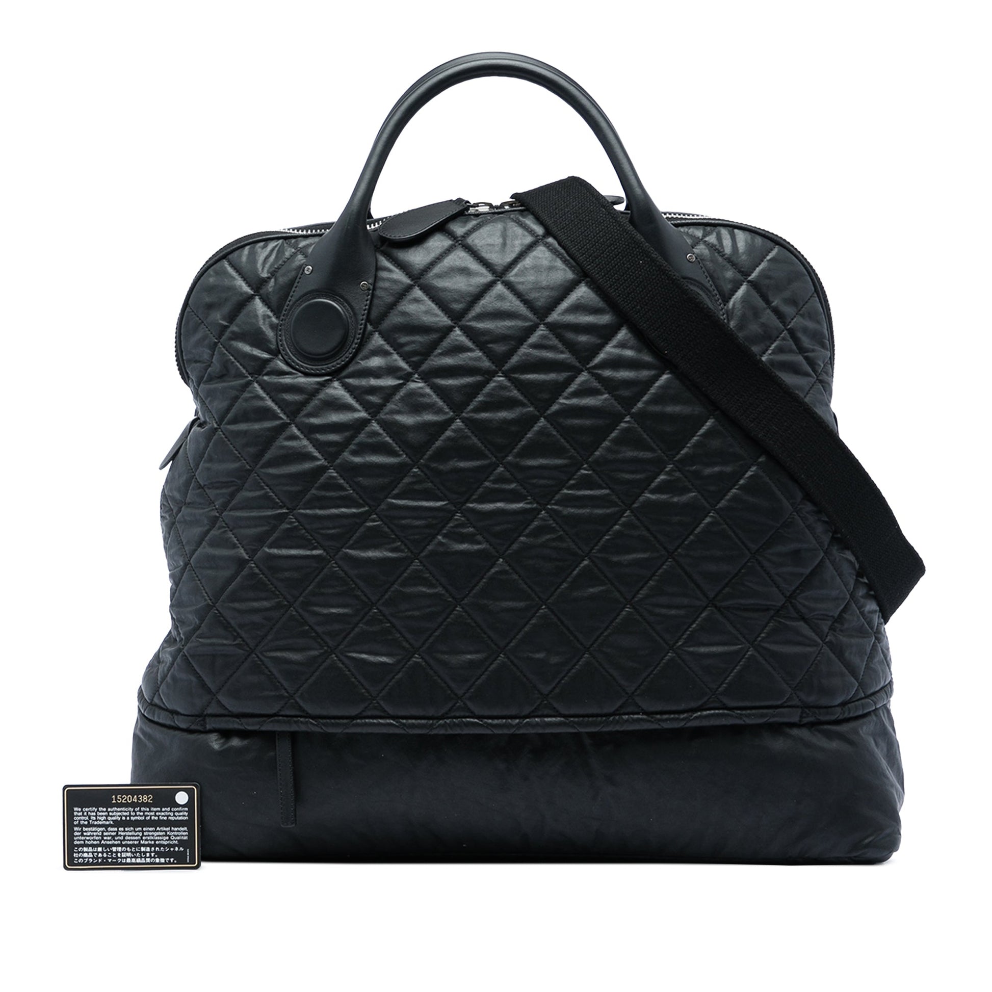 Chanel Extra Large Quilted Coated Canvas Expandable Zip Travel Bag