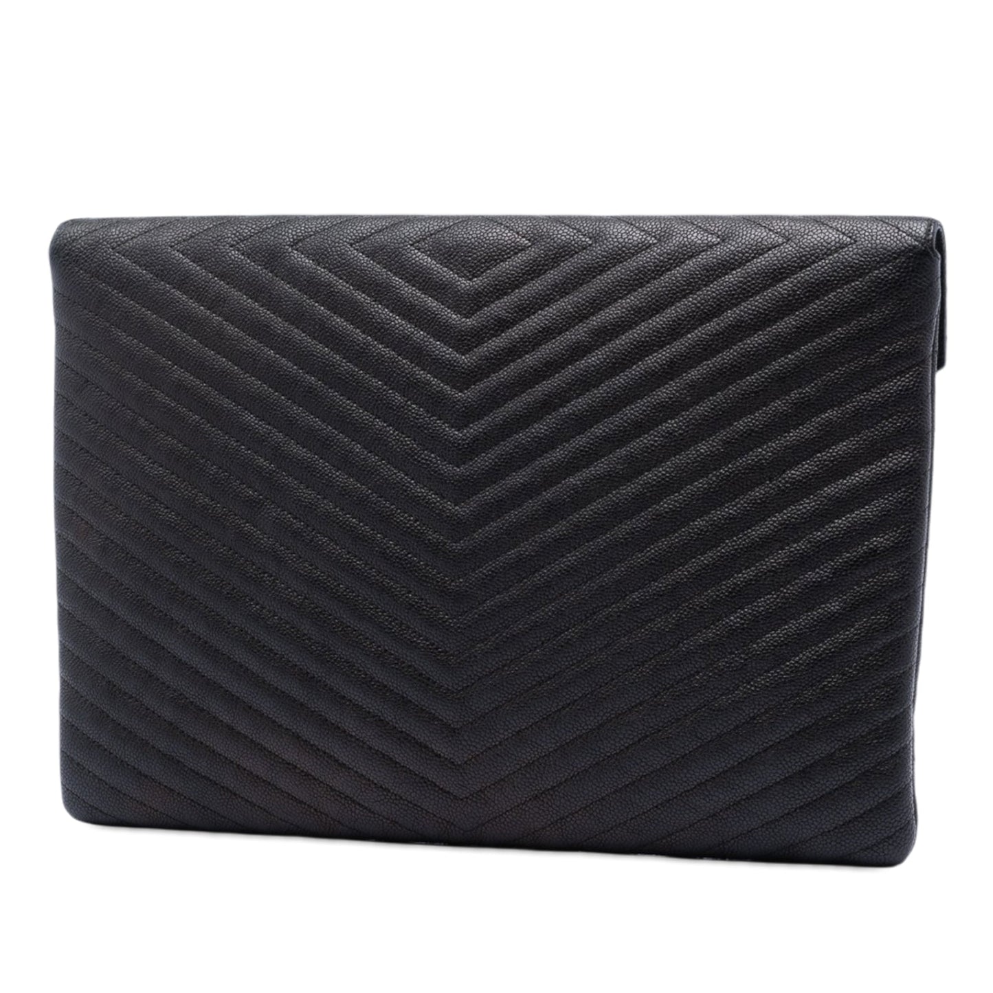 Chanel Large Chevron Caviar Statement Envelope Clutch