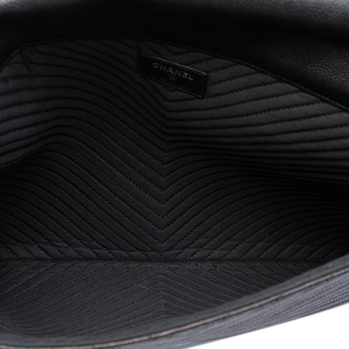 Chanel Large Chevron Caviar Statement Envelope Clutch
