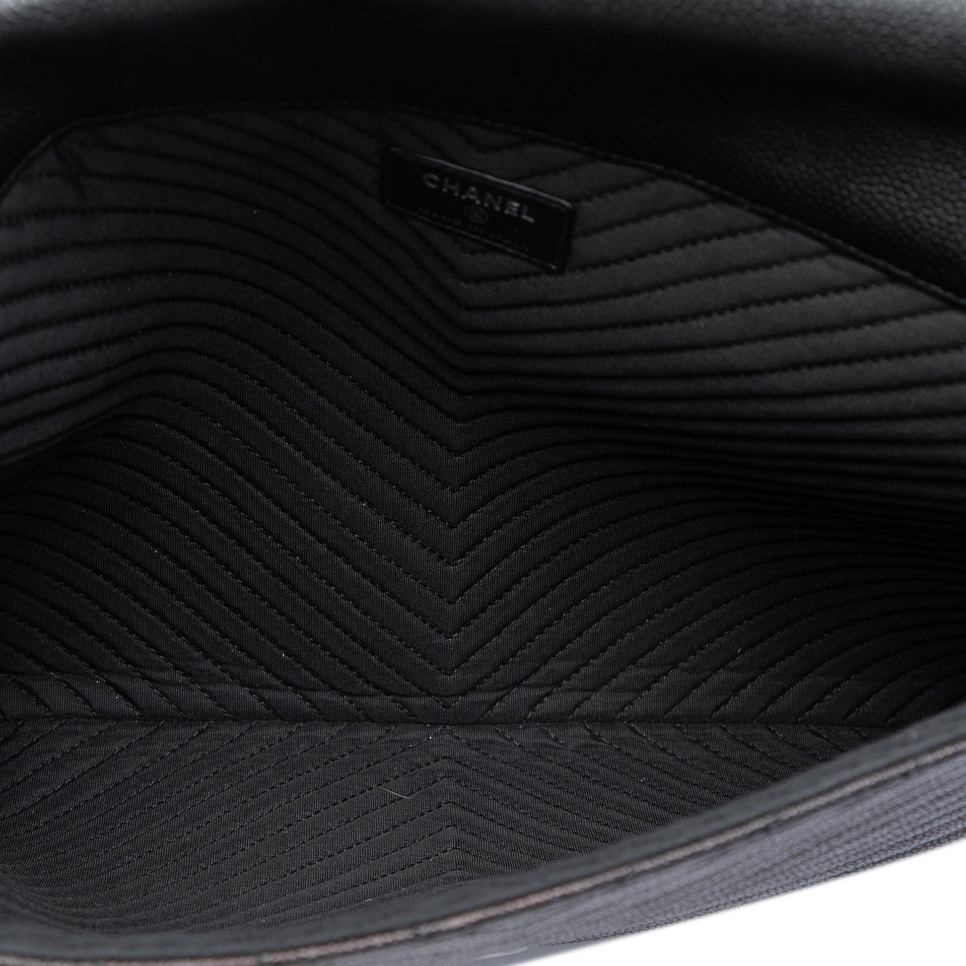 Chanel Large Chevron Caviar Statement Envelope Clutch