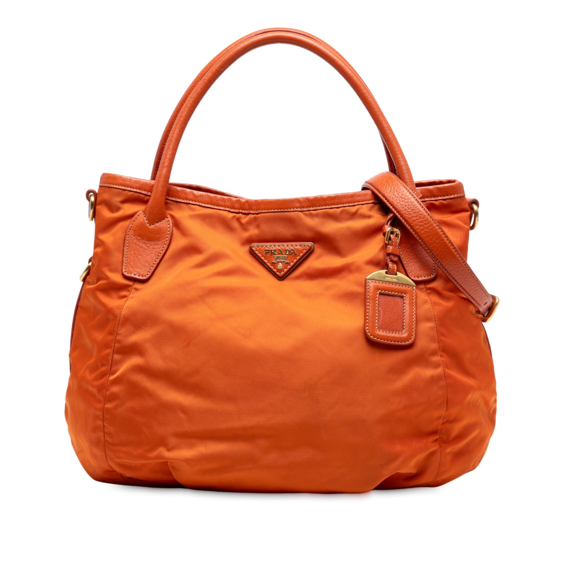 Prada Vitello Daino Trimmed Tessuto Satchel