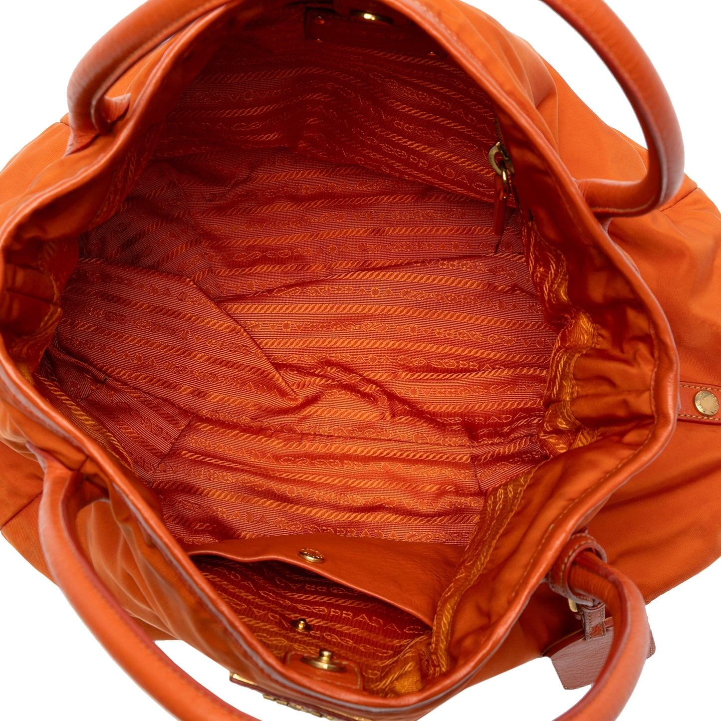 Prada Vitello Daino Trimmed Tessuto Satchel