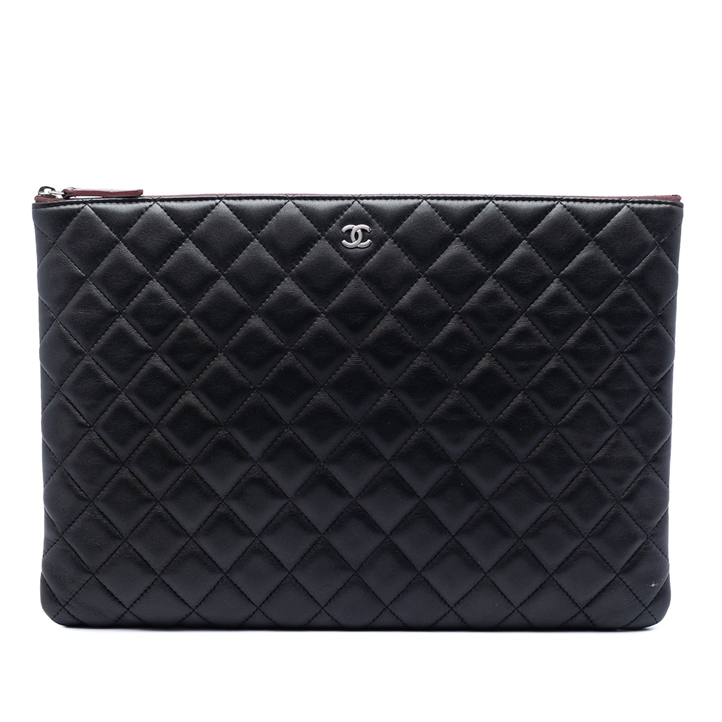 Chanel Large Quilted Lambskin O Case Clutch