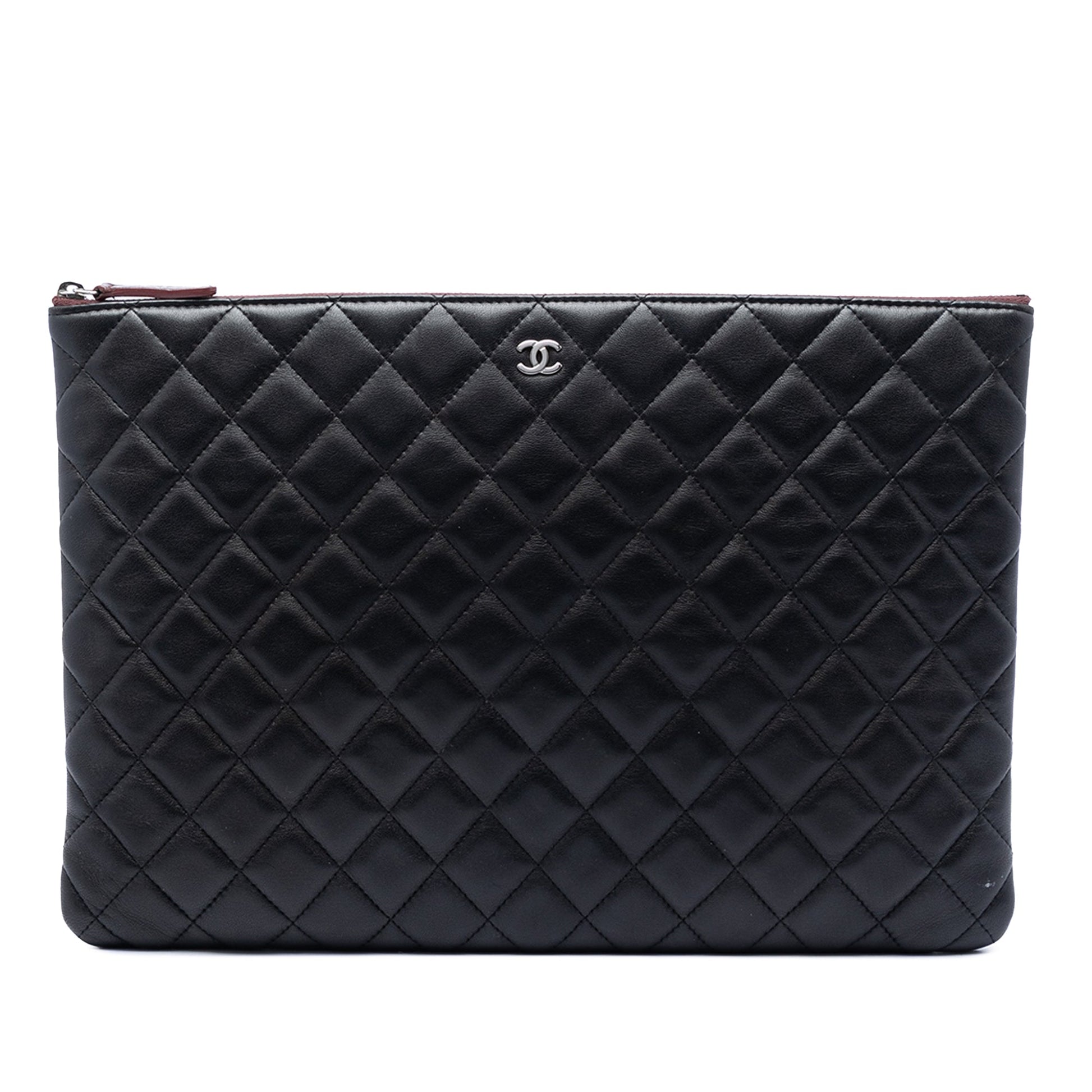 Chanel Large Quilted Lambskin O Case Clutch