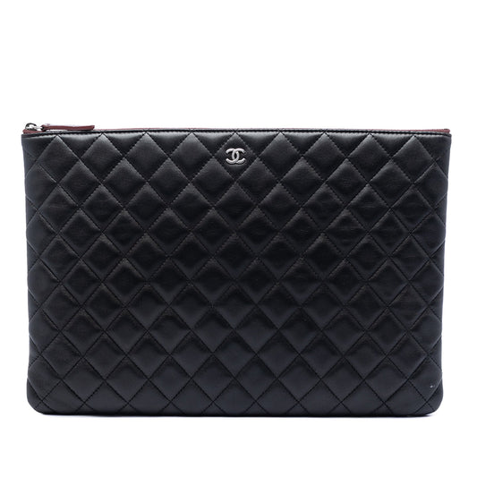 Chanel Large Quilted Lambskin O Case Clutch