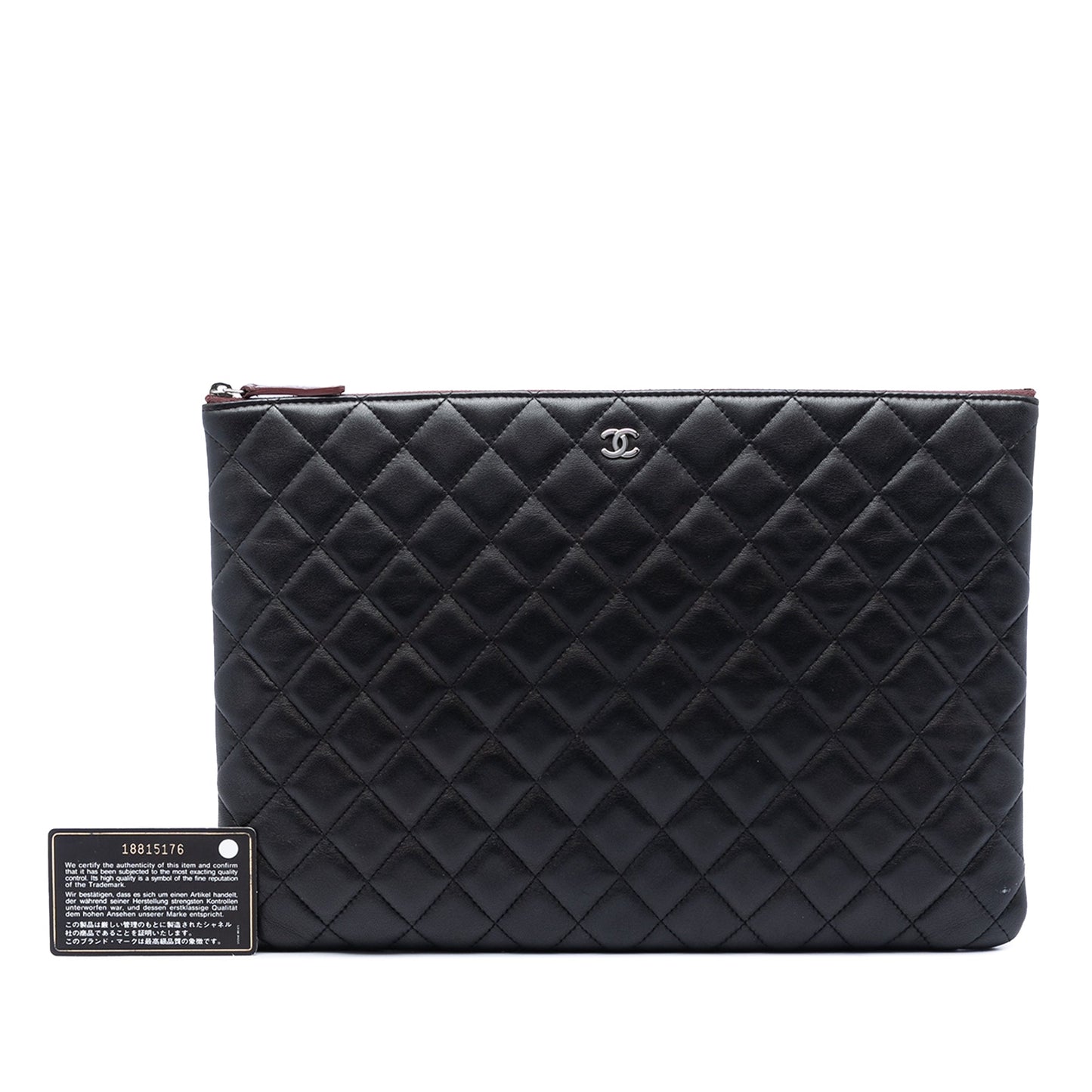 Chanel Large Quilted Lambskin O Case Clutch