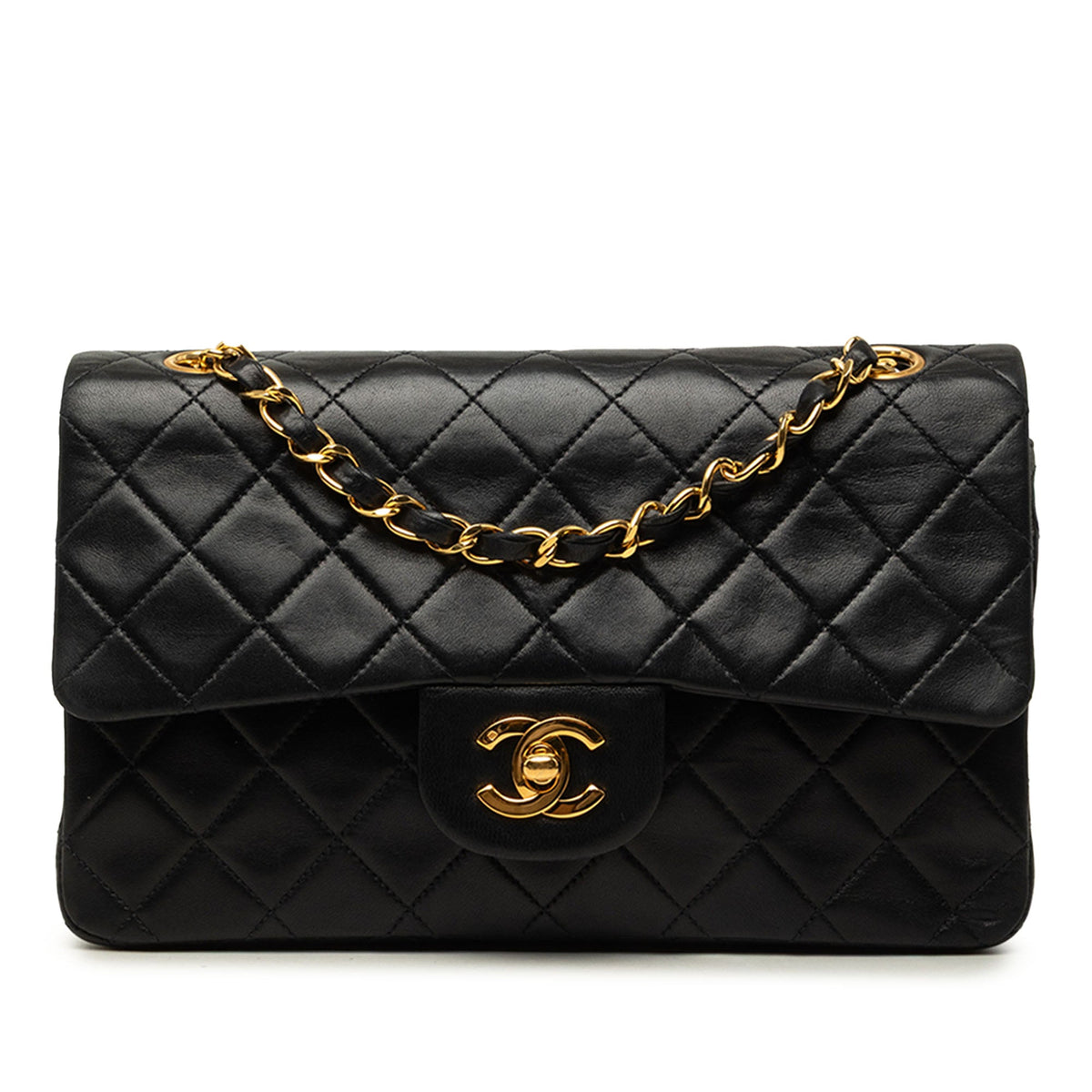 Chanel Small Classic Lambskin Double Flap — Black