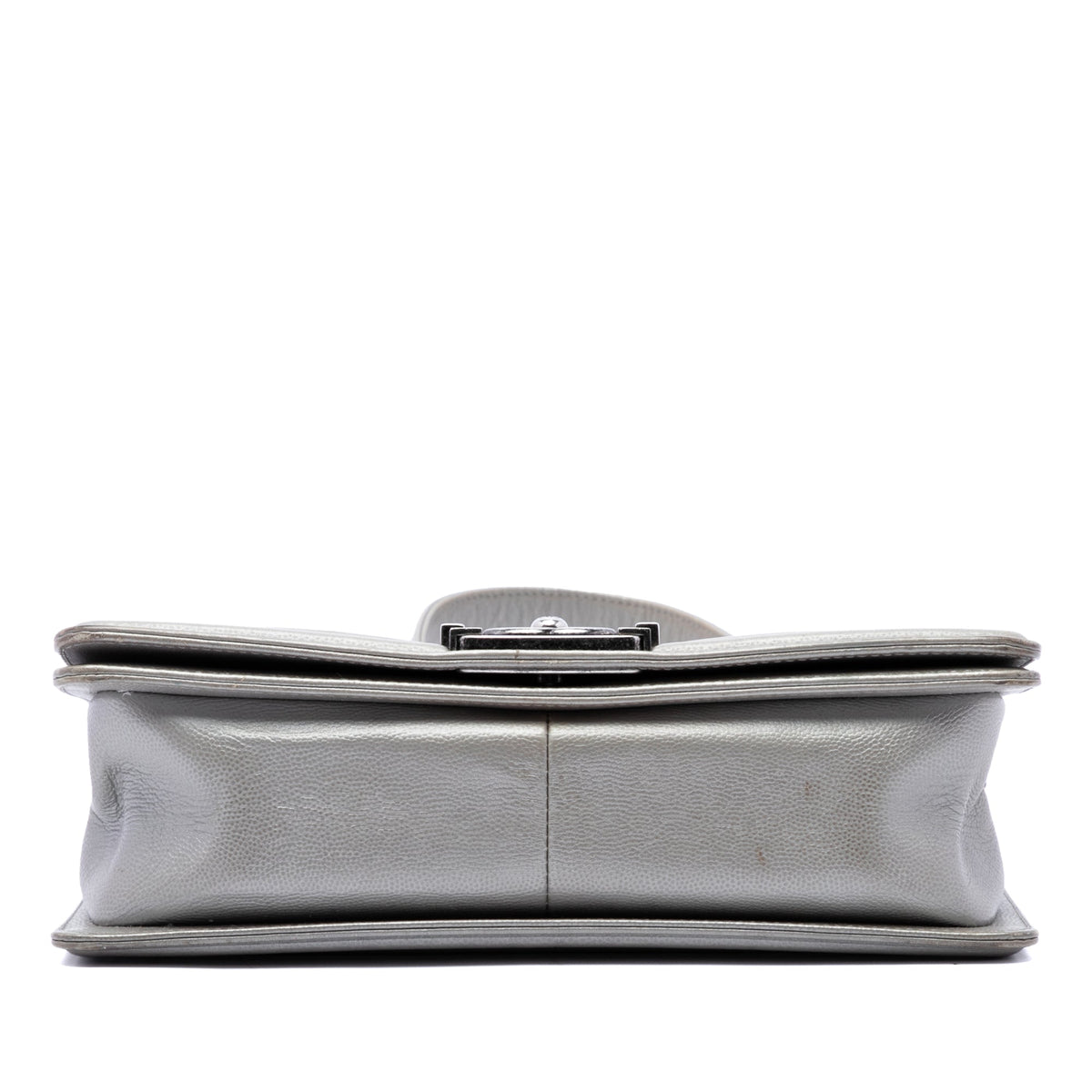Chanel Old Medium Chevron Caviar Boy Flap — Silver