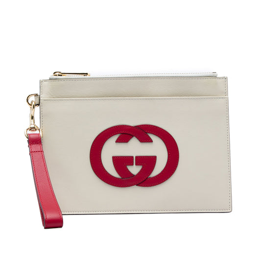 Gucci Calfskin Interlocking G Wristlet Clutch
