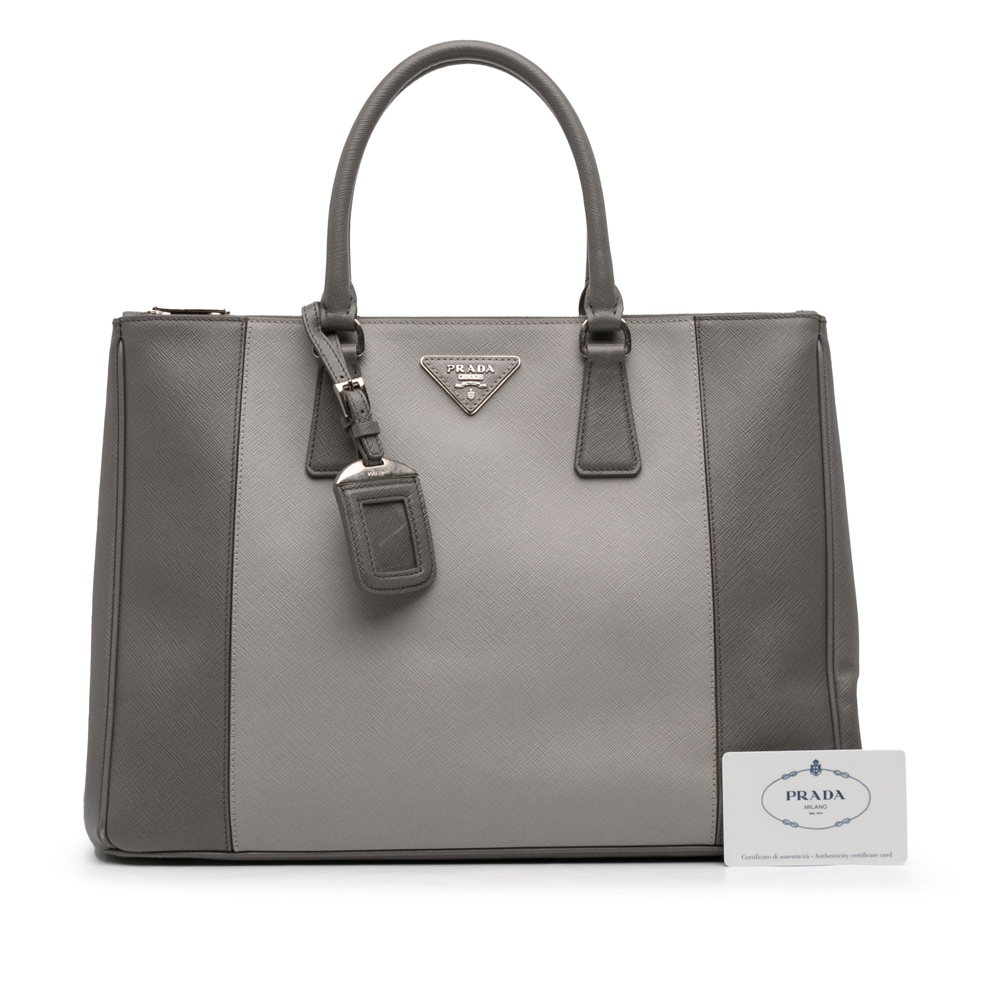 Prada Large Bicolor Saffiano Lux Galleria Double Zip Satchel