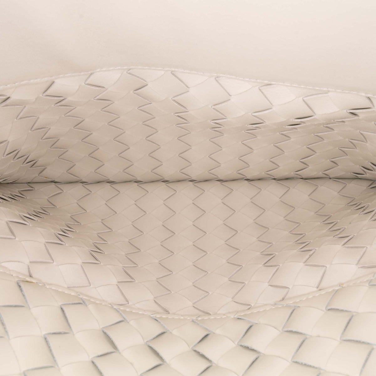 Bottega Veneta Brushed Calfskin Intrecciato Cradle Fold Over Shoulder Bag — White
