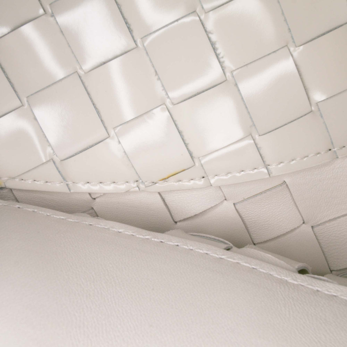 Bottega Veneta Brushed Calfskin Intrecciato Cradle Fold Over Shoulder Bag — White