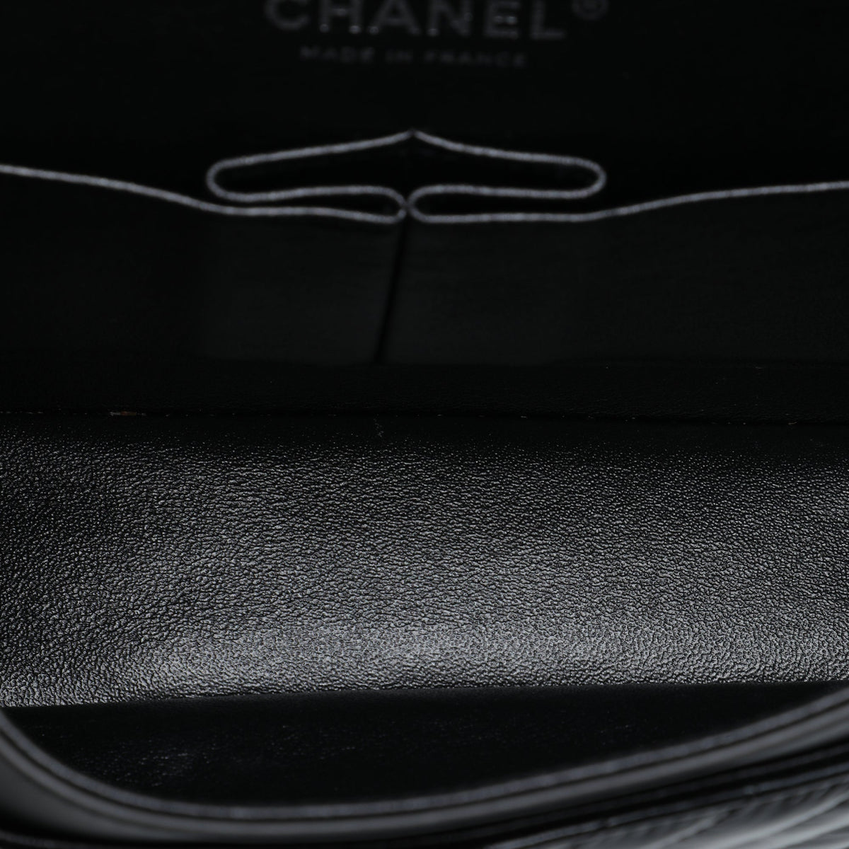 Chanel Medium Classic Chevron Patent So Black Double Flap