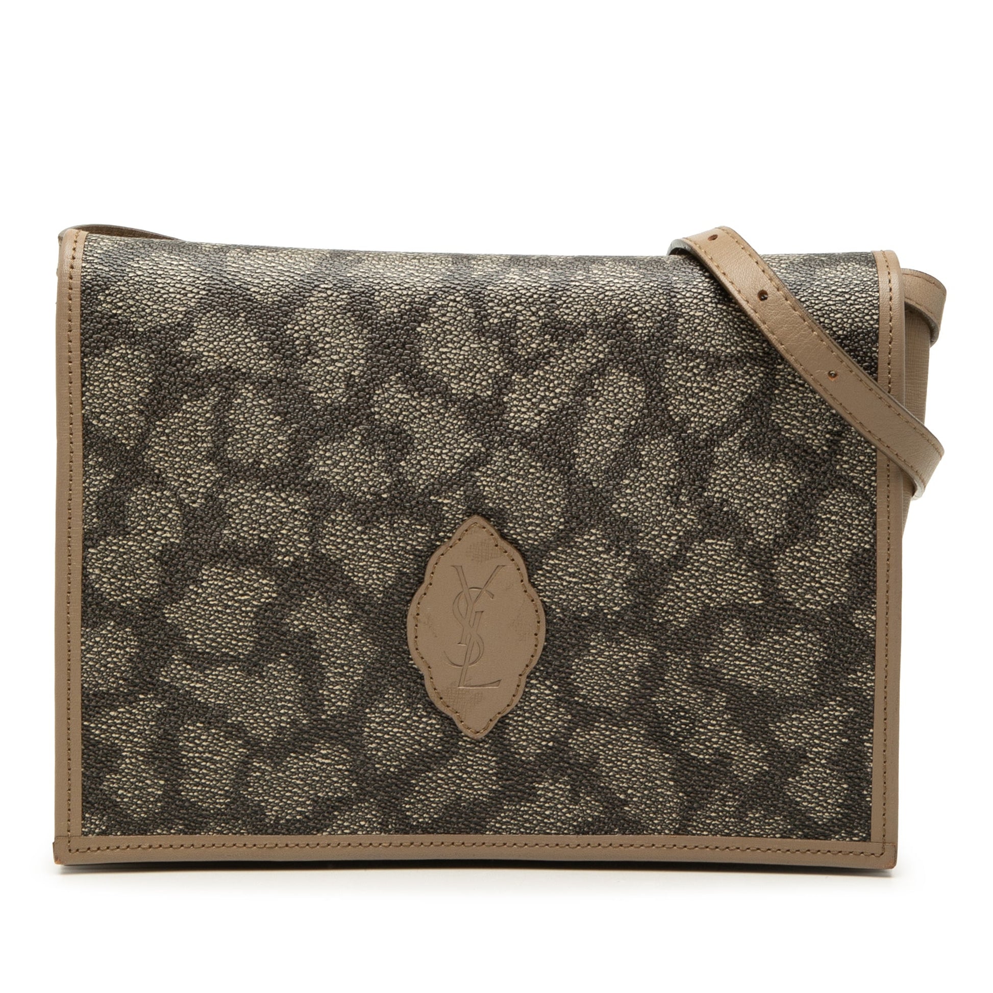 Saint Laurent Coated Canvas Giraffe Print Shoulder Bag