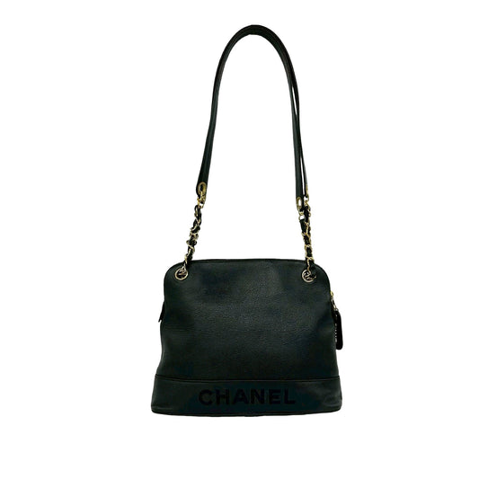 Chanel Caviar Logo Chain Shoulder Bag