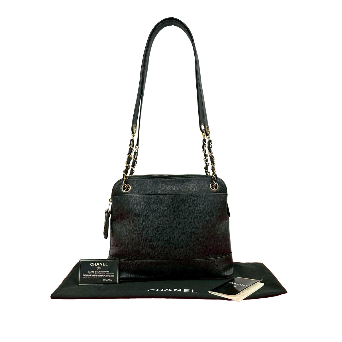 Chanel Caviar Logo Chain Shoulder Bag