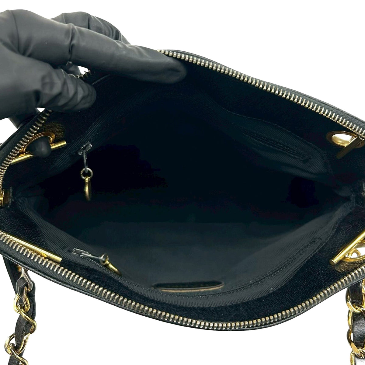 Chanel Caviar Logo Chain Shoulder Bag