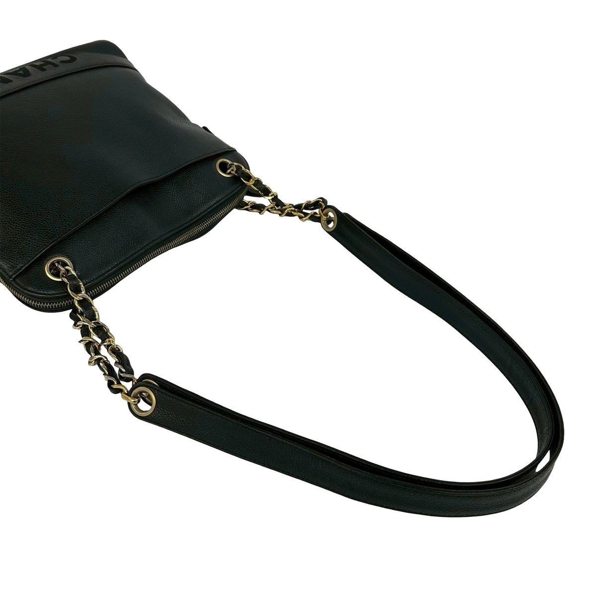 Chanel Caviar Logo Chain Shoulder Bag