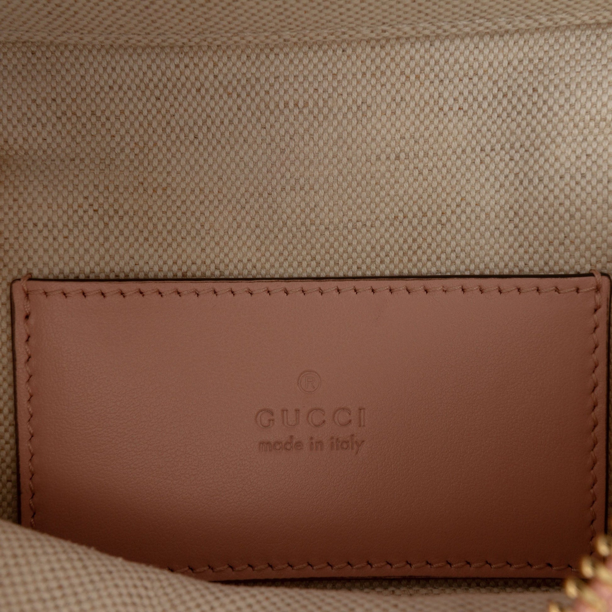 Gucci Mini GG Marmont Matelasse Calfskin Top Handle Vanity Chain Bag