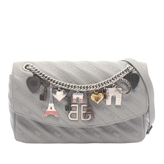 Balenciaga Leather BB Round Charm Shoulder Bag