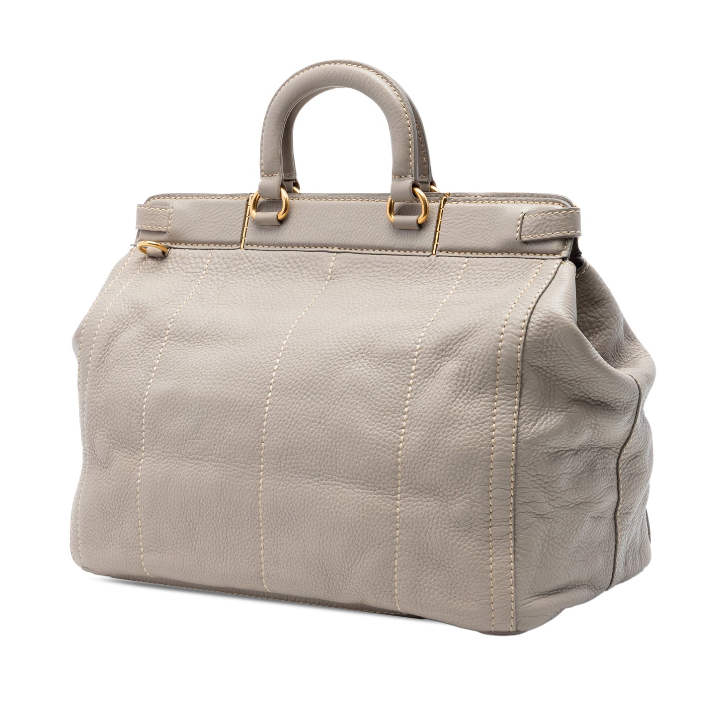 Prada Vitello Daino Canapa Logo Frame Satchel