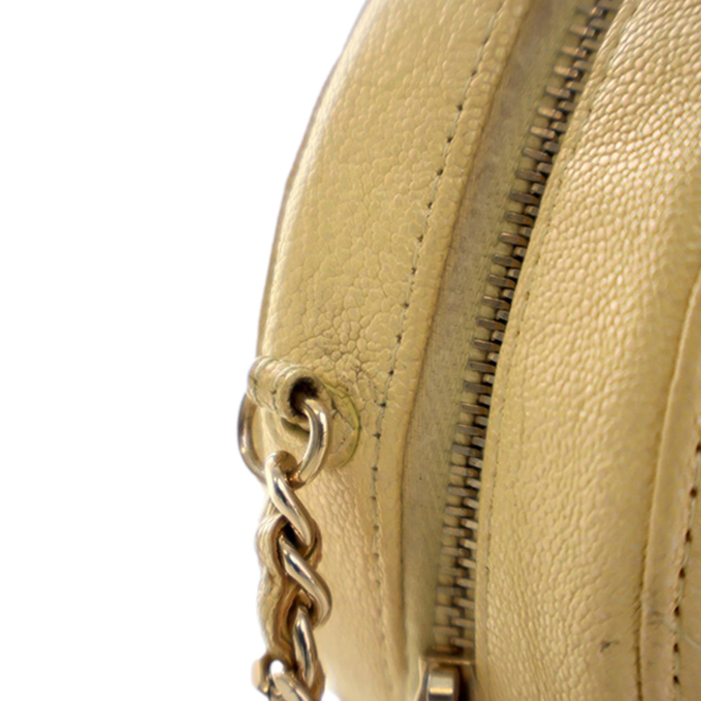 Chanel CC Quilted Caviar Round Clutch With Chain