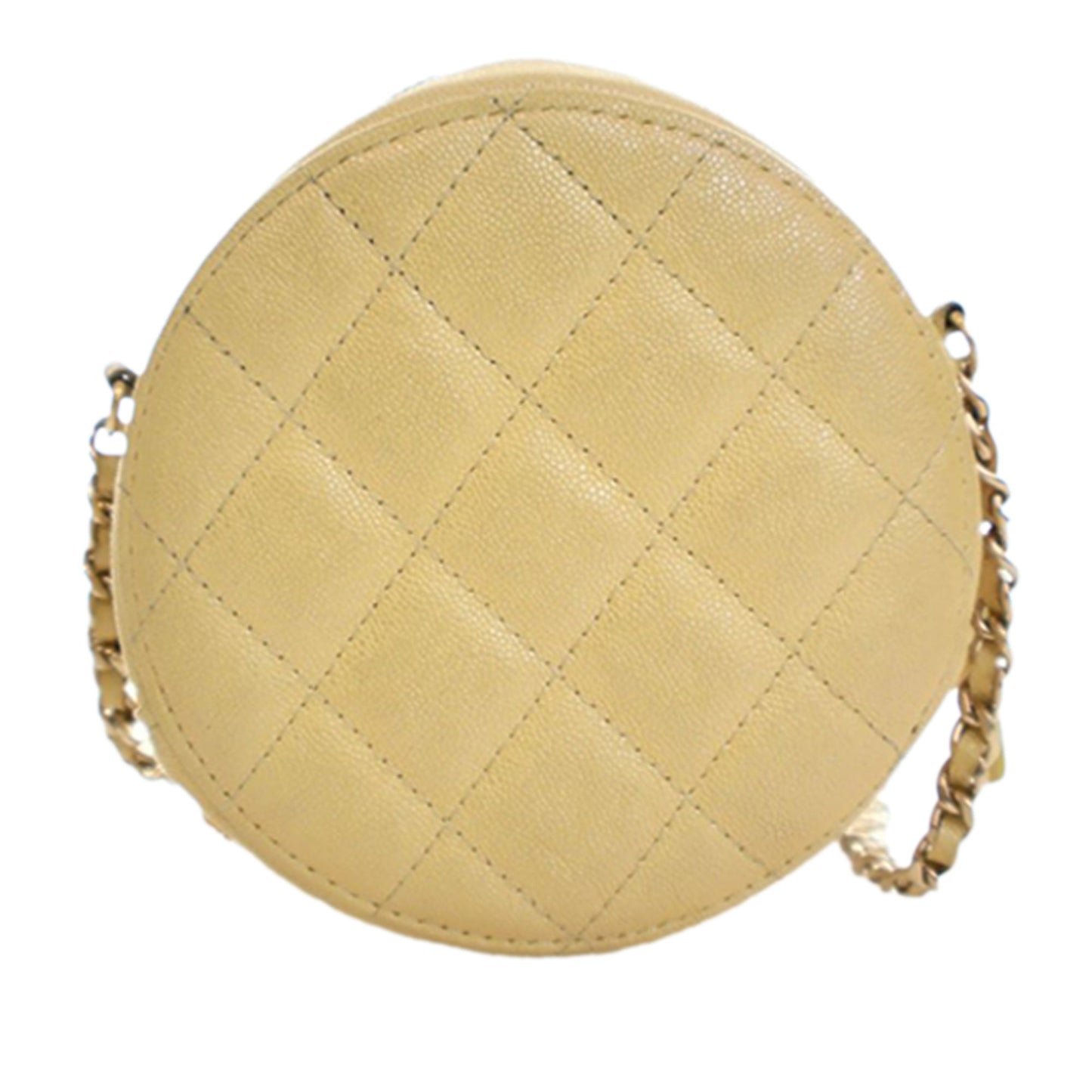 Chanel CC Quilted Caviar Round Clutch With Chain
