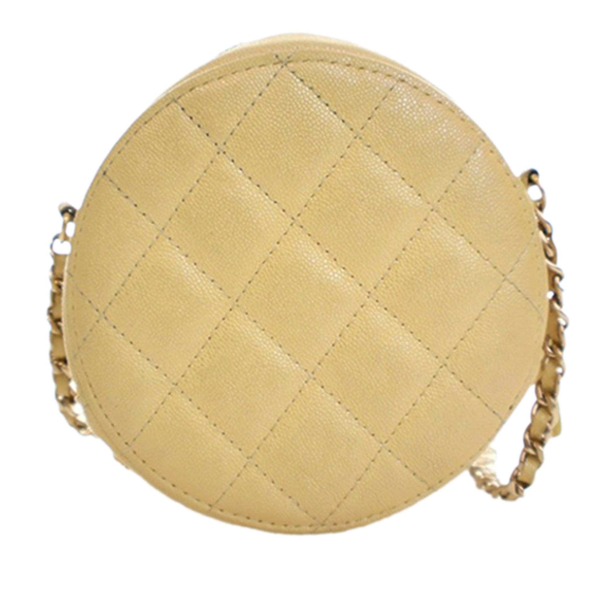 Chanel CC Quilted Caviar Round Clutch With Chain