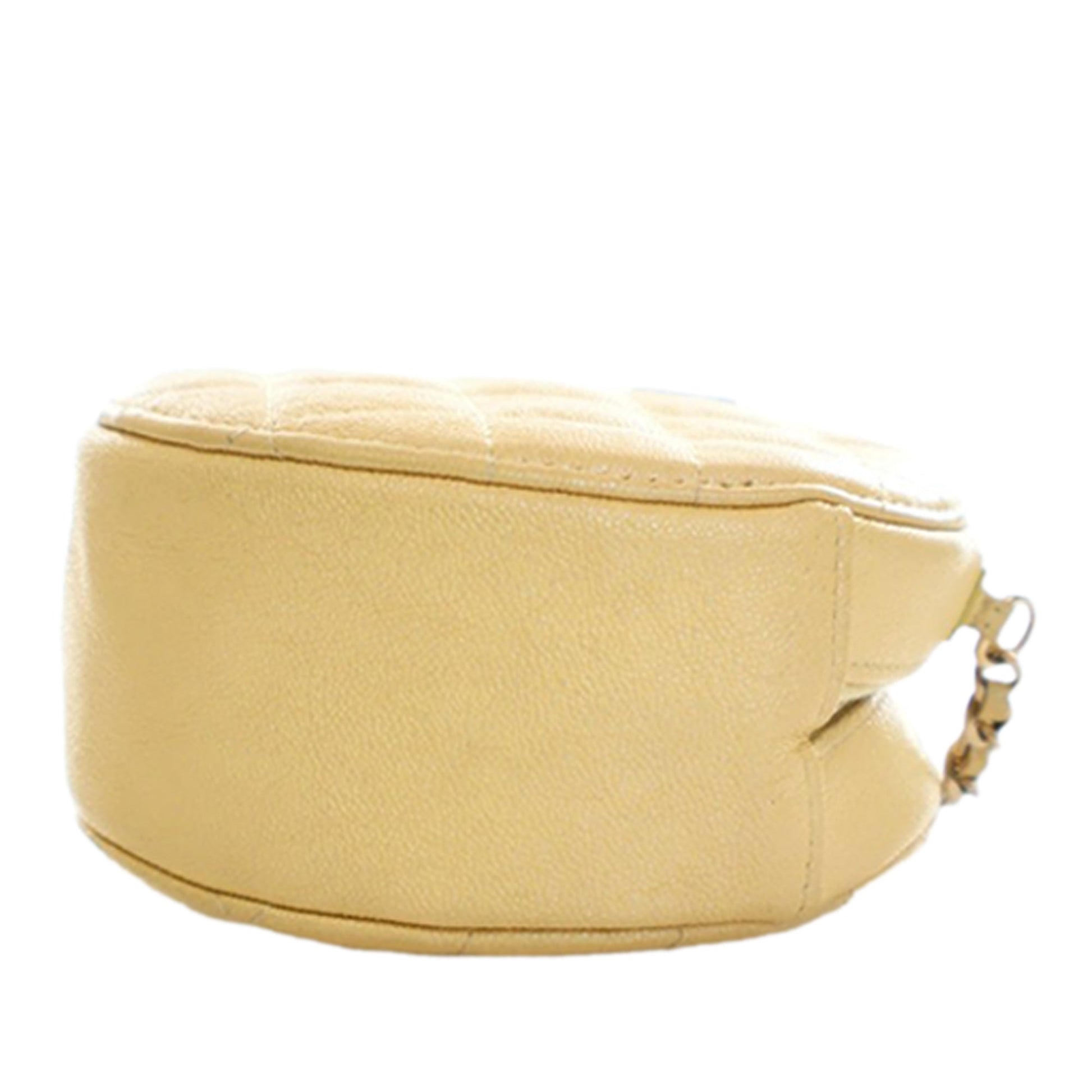 Chanel CC Quilted Caviar Round Clutch With Chain