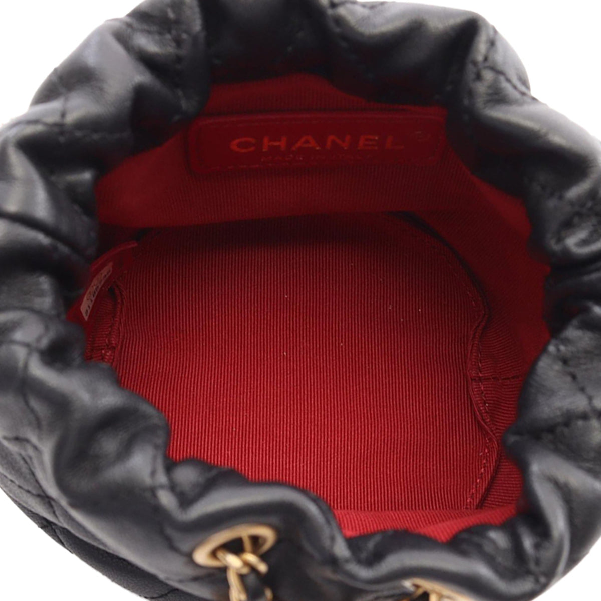 Chanel Mini Quilted Calfskin About Pearls Drawstring Bucket Bag