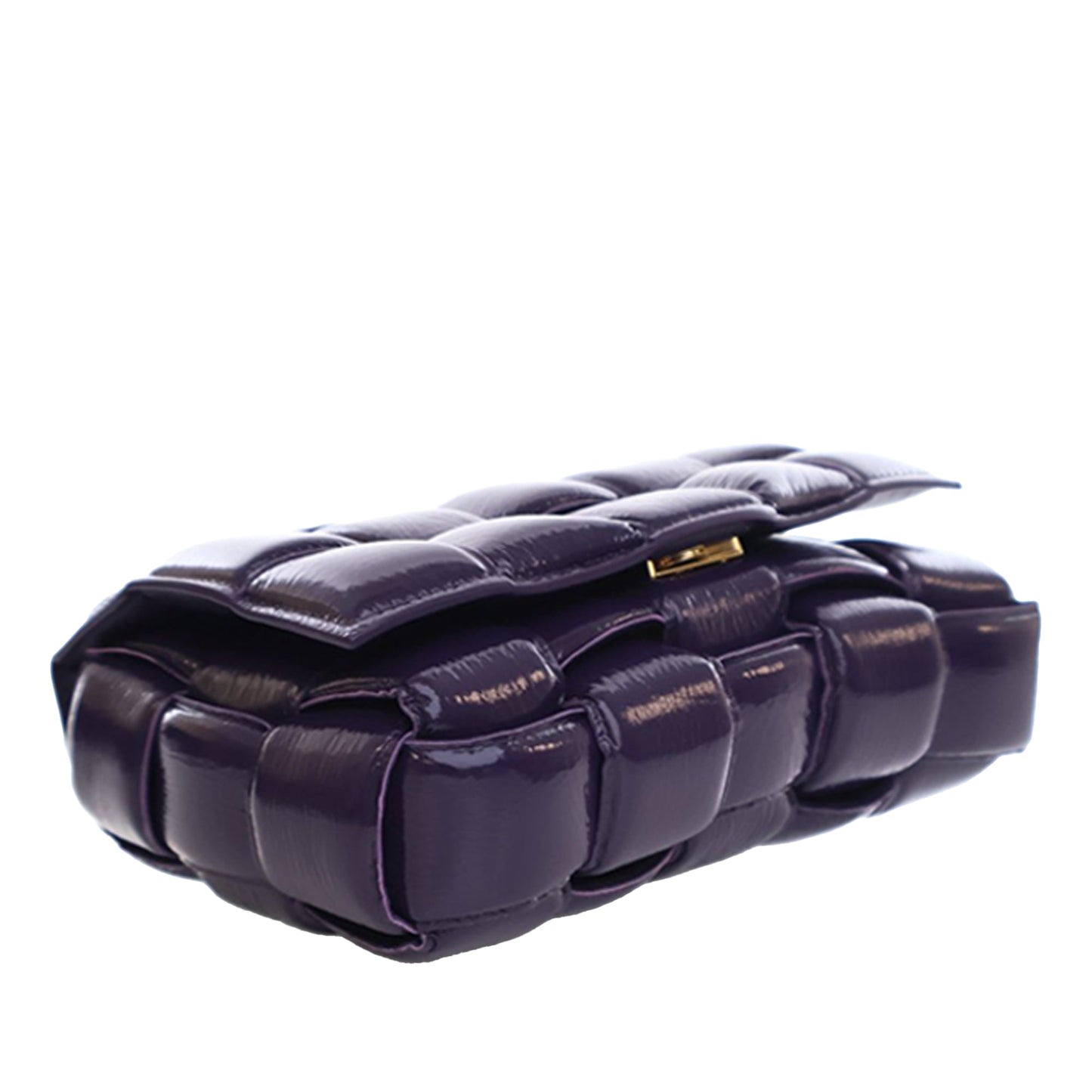 Bottega Veneta Patent Intrecciato Padded Cassette Crossbody