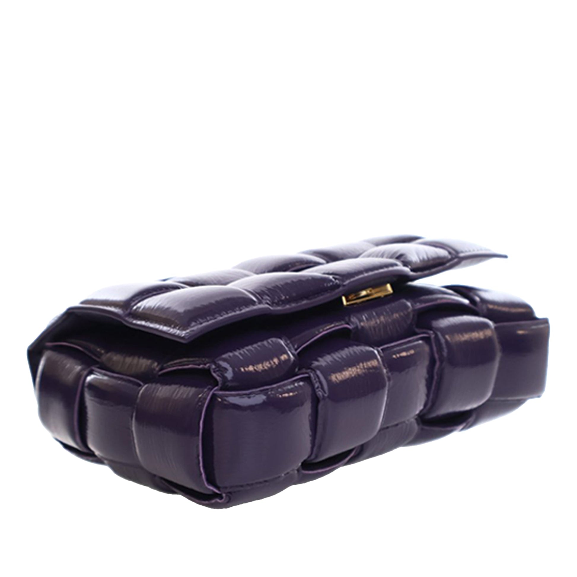 Bottega Veneta Patent Intrecciato Padded Cassette Crossbody