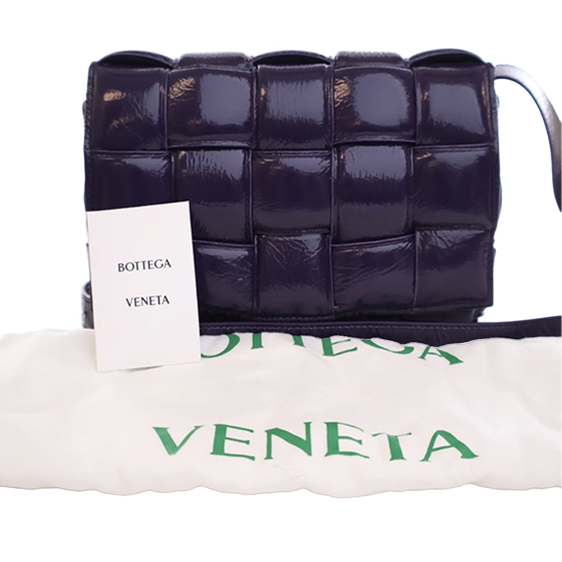 Bottega Veneta Patent Intrecciato Padded Cassette Crossbody