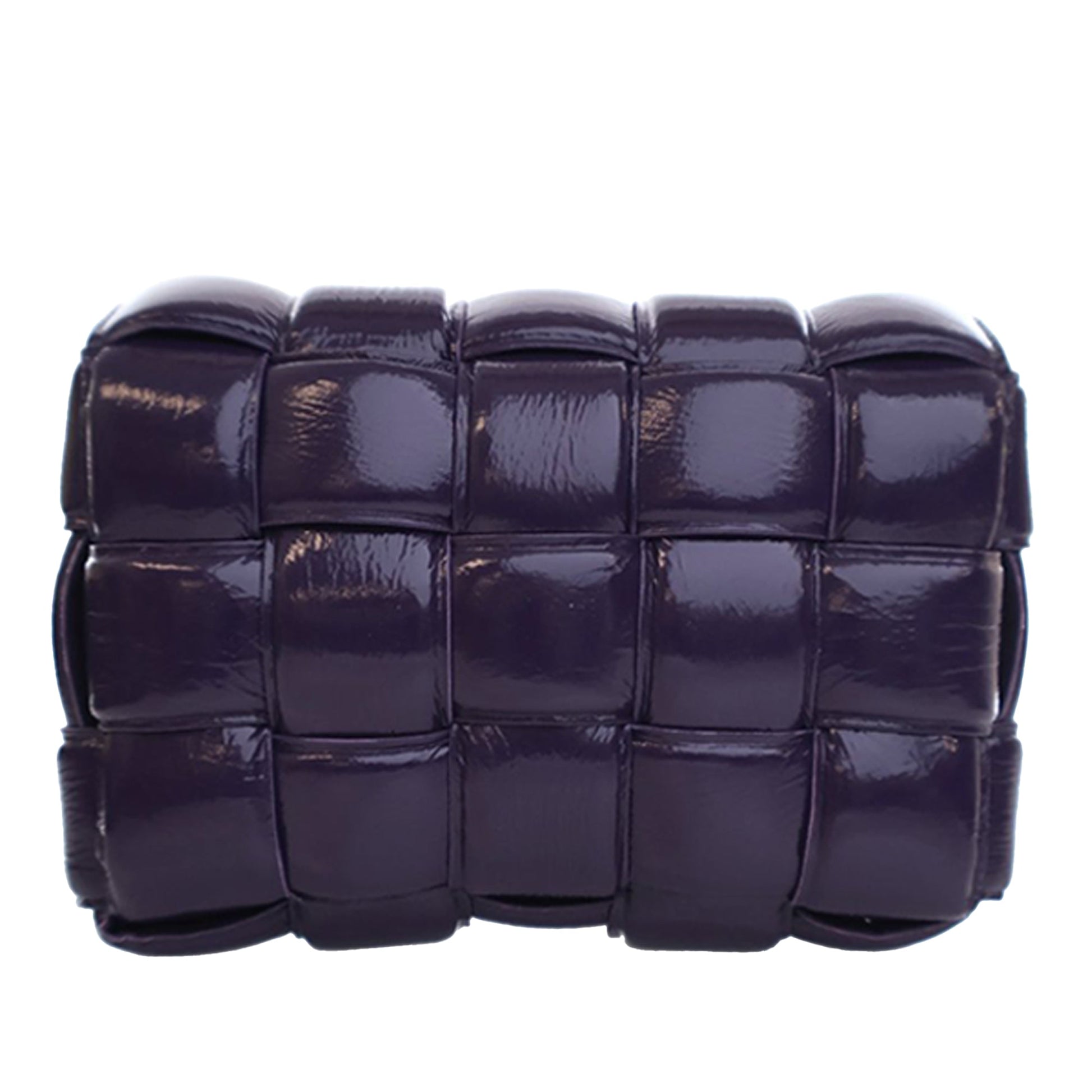 Bottega Veneta Patent Intrecciato Padded Cassette Crossbody