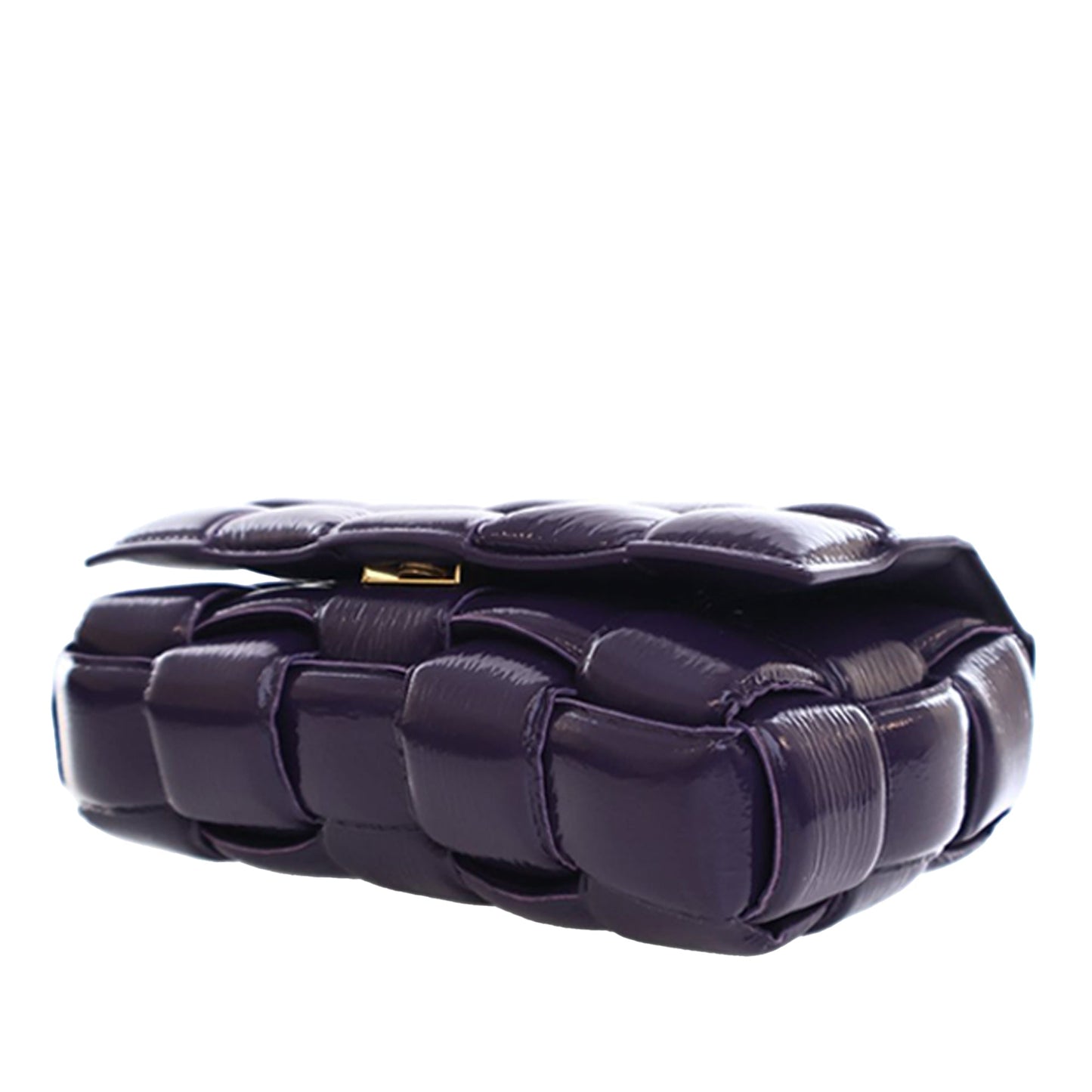Bottega Veneta Patent Intrecciato Padded Cassette Crossbody