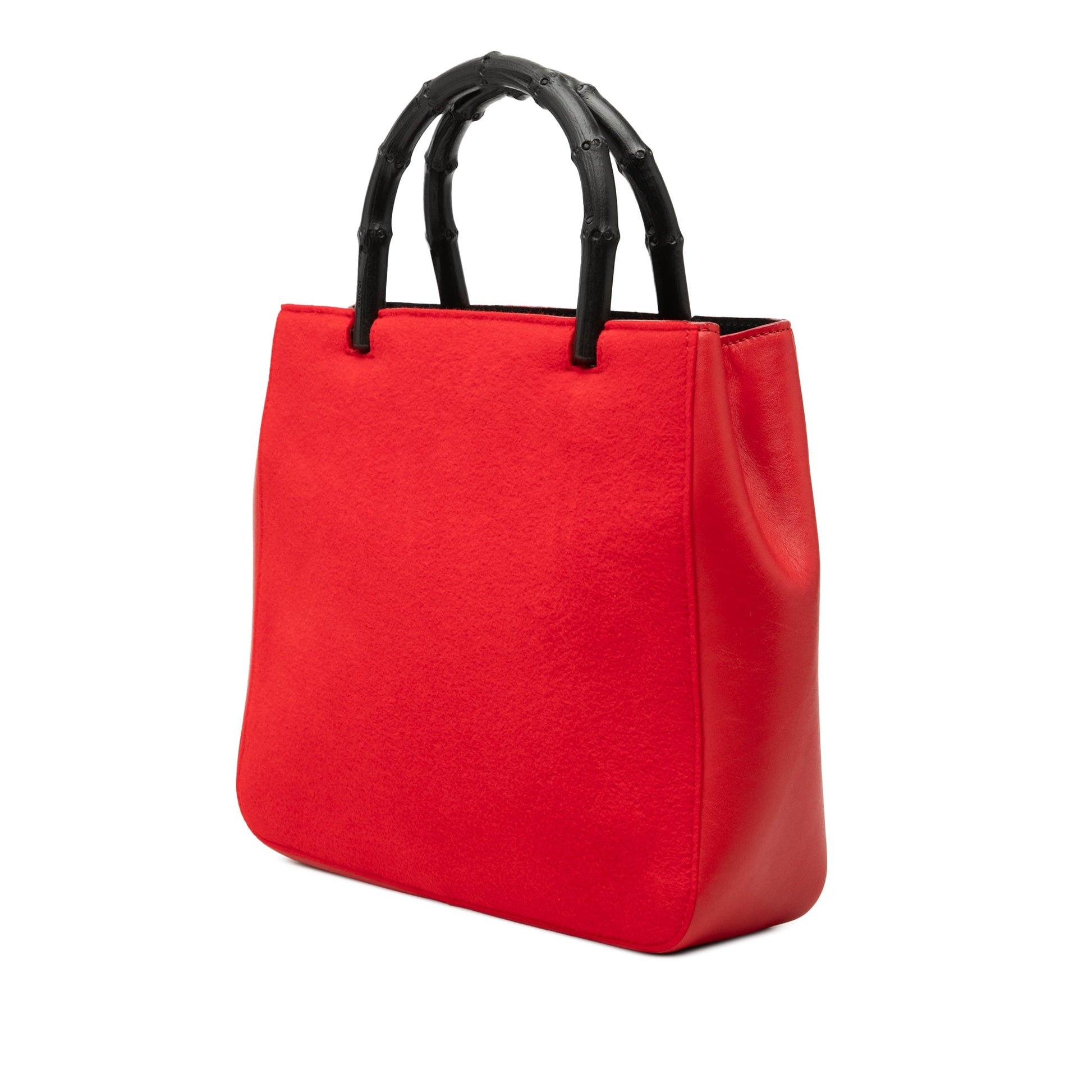Gucci Wool and Calfskin Bamboo Top Handle Bag