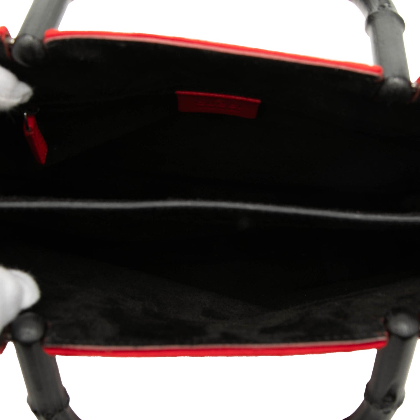 Gucci Wool and Calfskin Bamboo Top Handle Bag
