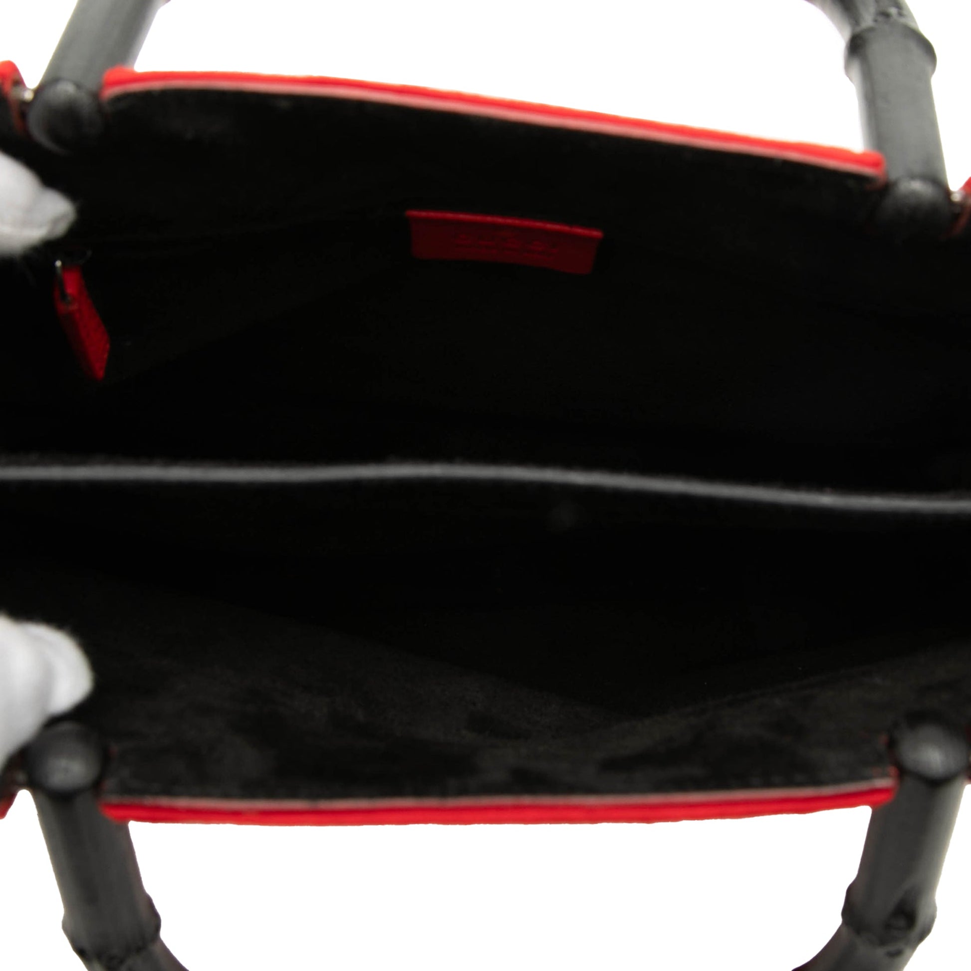 Gucci Wool and Calfskin Bamboo Top Handle Bag