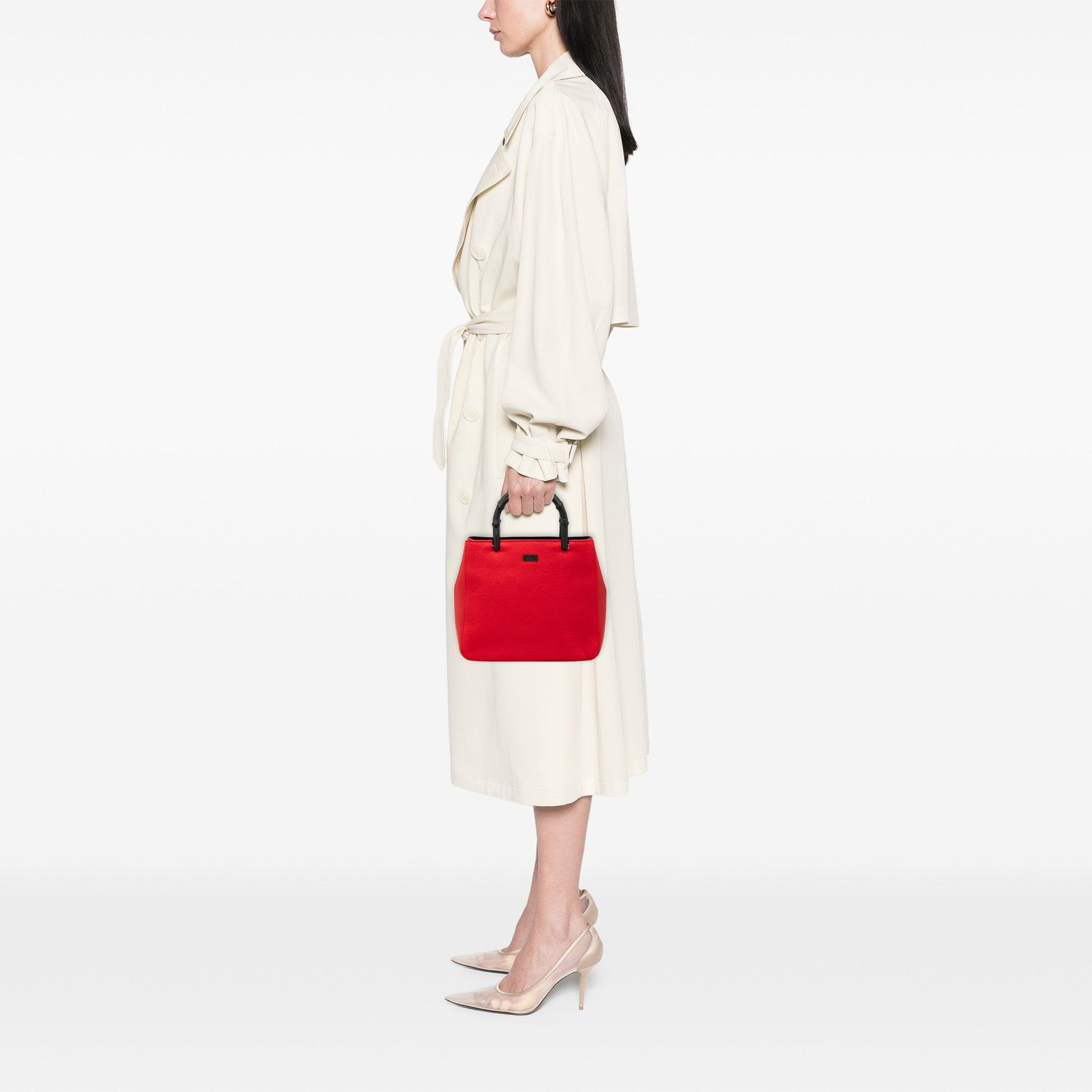 Gucci Wool and Calfskin Bamboo Top Handle Bag