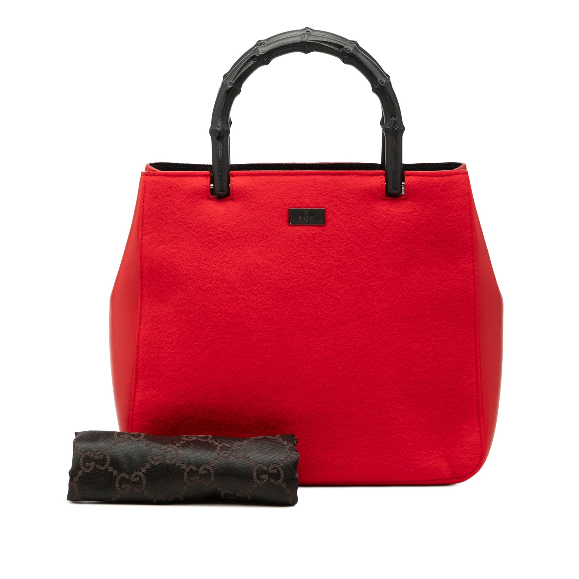 Gucci Wool and Calfskin Bamboo Top Handle Bag