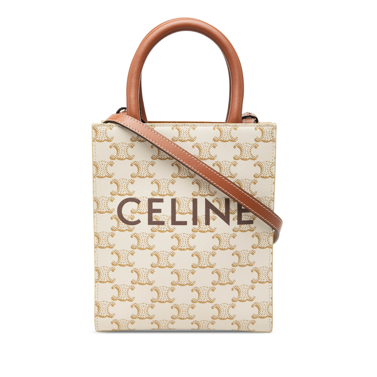 Celine Mini Triomphe Coated Canvas Vertical Cabas Satchel