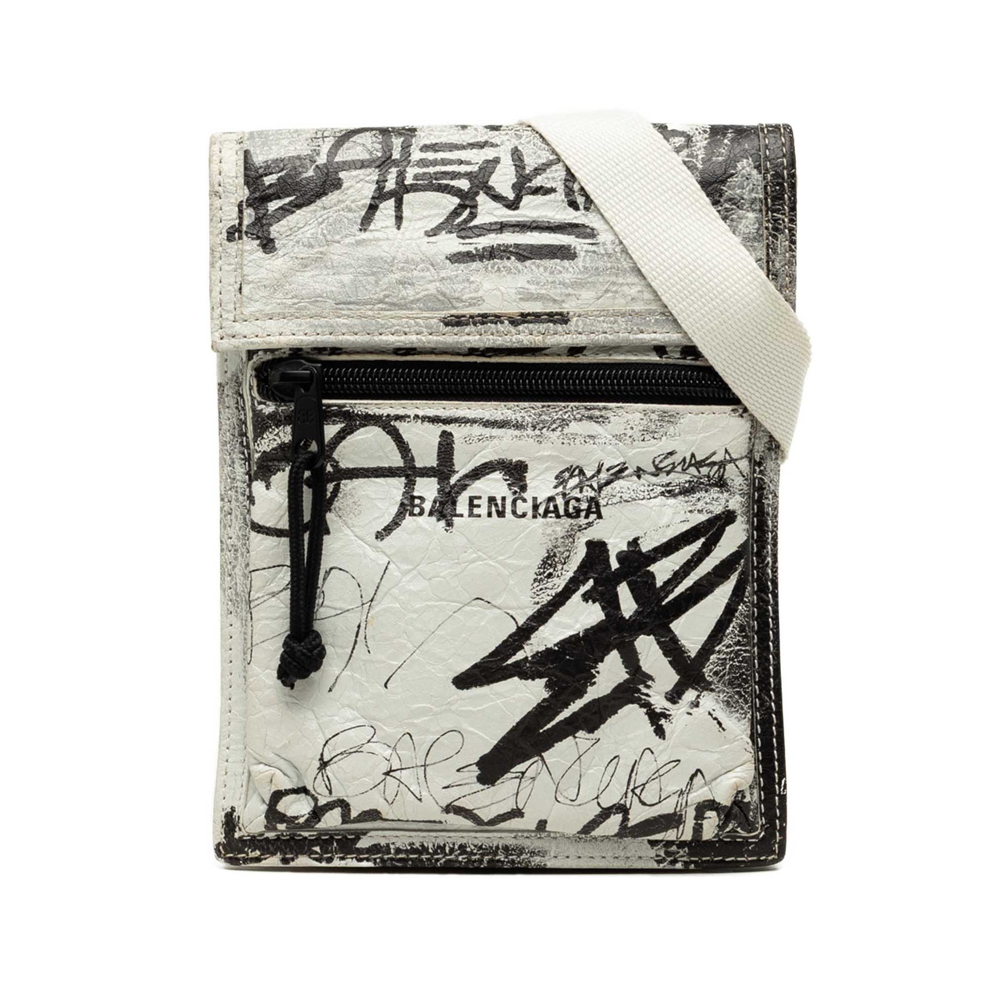 Balenciaga Small Lambskin Graffiti Explorer Crossbody