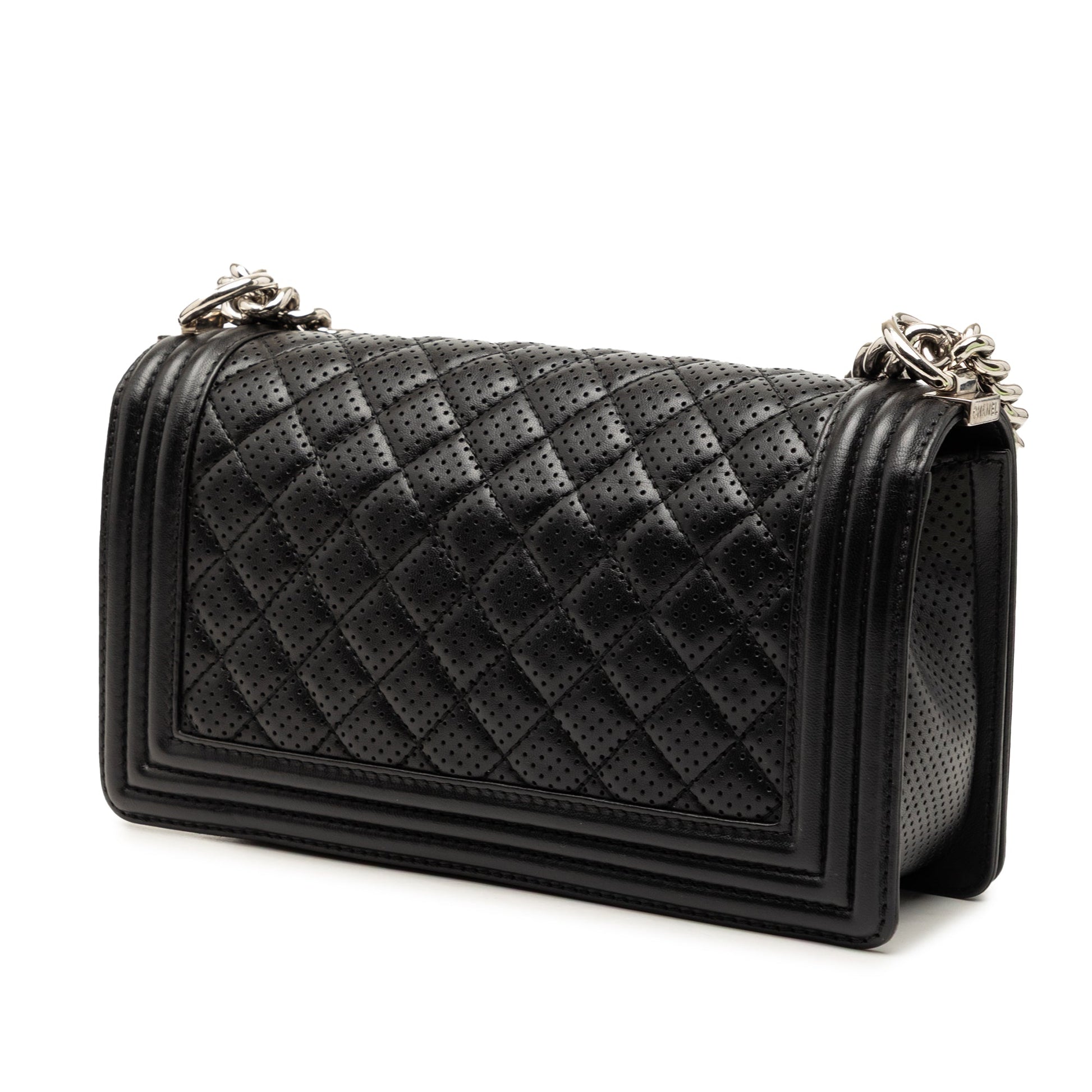 Chanel Old Medium Quilted Perforated Lambskin Boy Flap