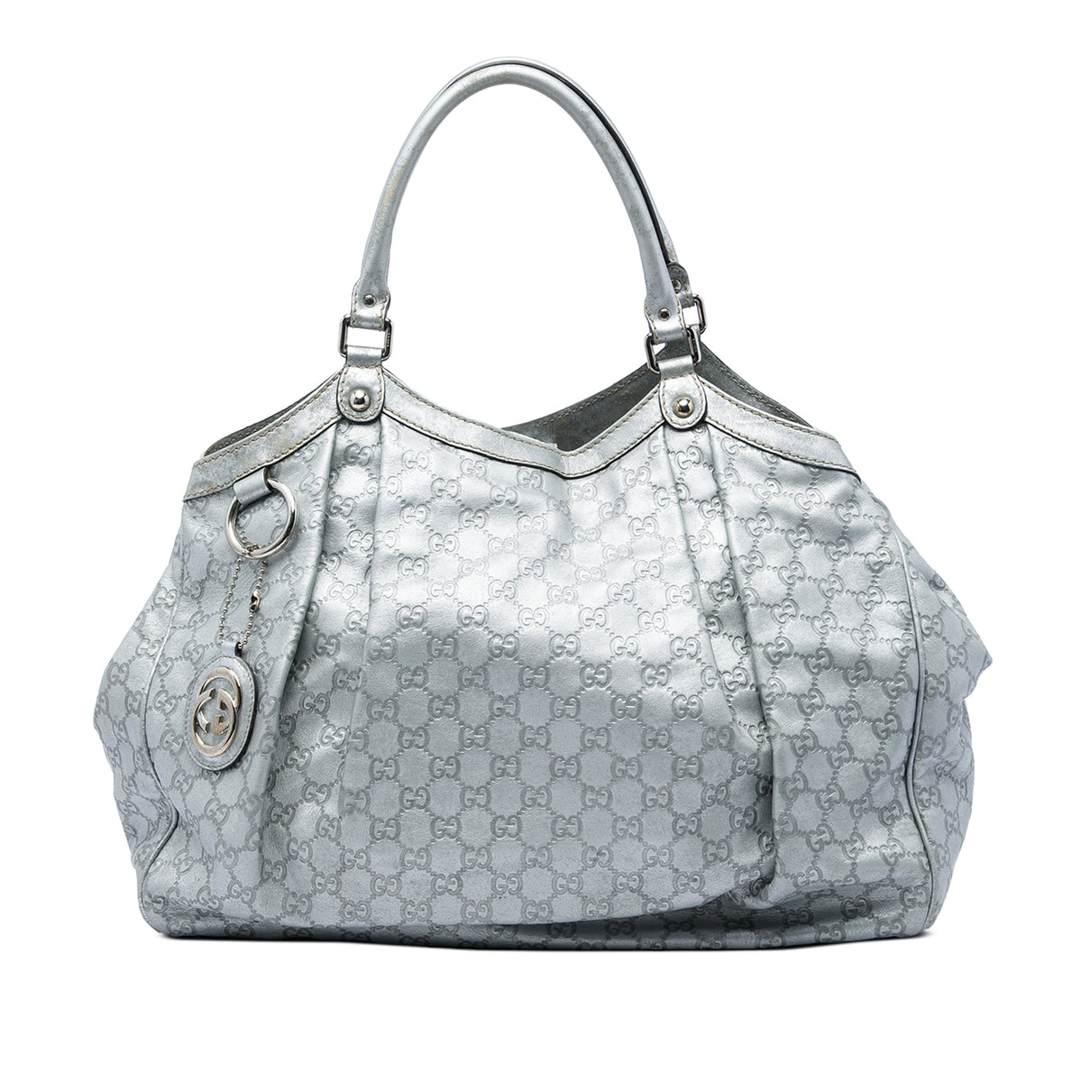 Gucci Large Guccissima Sukey Tote — Silver