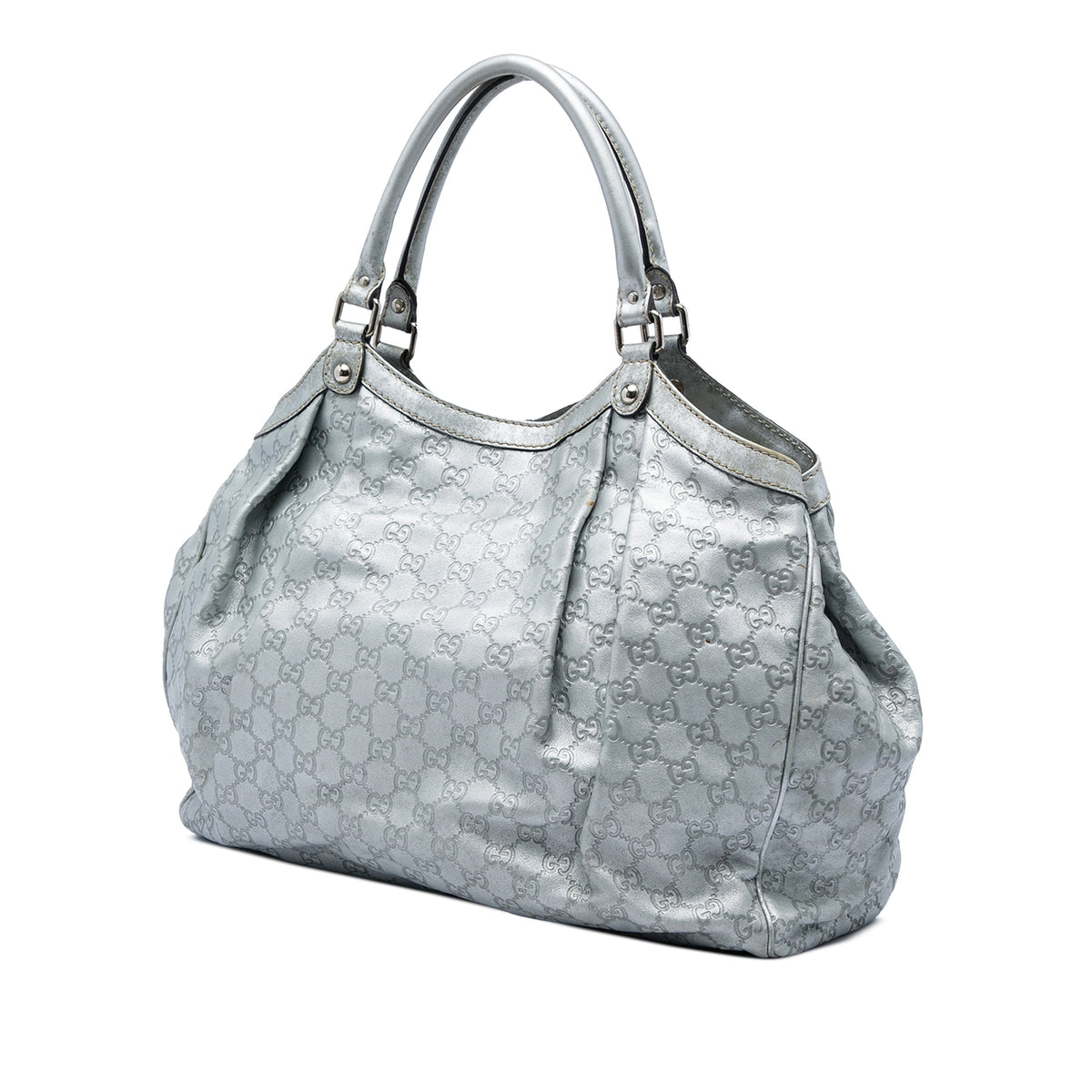 Gucci Large Guccissima Sukey Tote — Silver