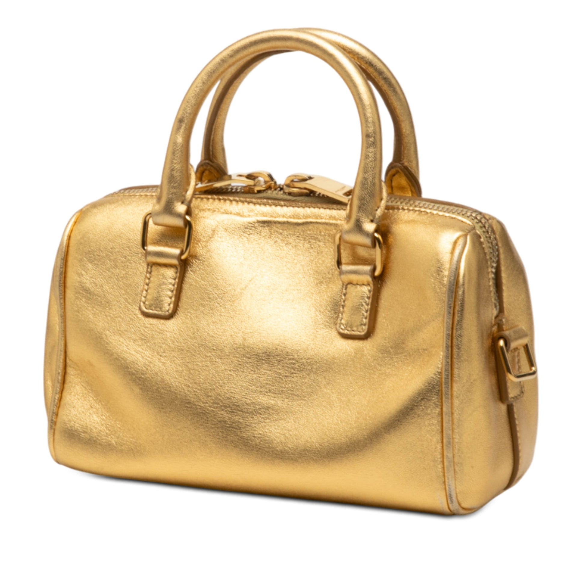 Saint Laurent Toy Metallic Leather Classic Duffle Satchel