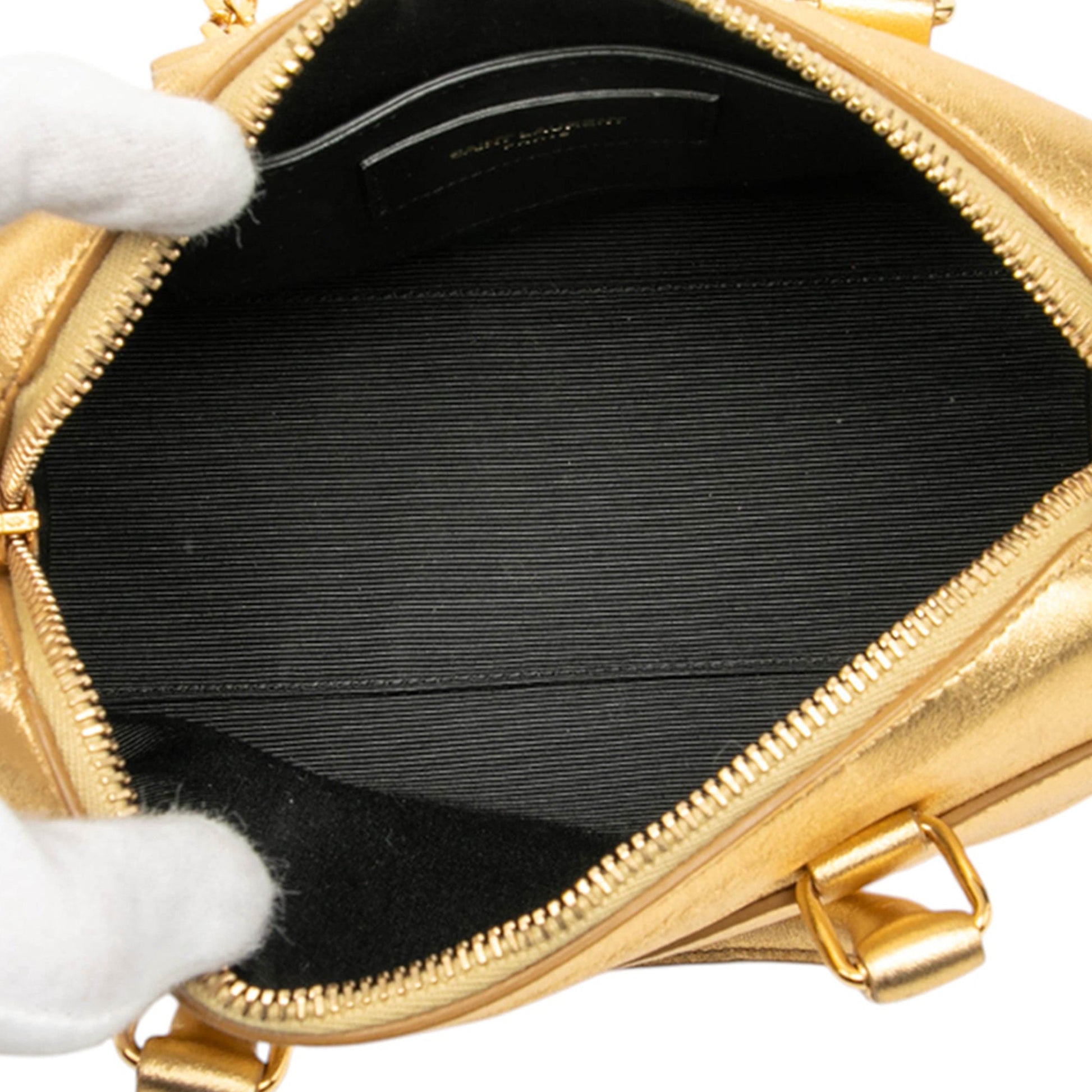 Saint Laurent Toy Metallic Leather Classic Duffle Satchel