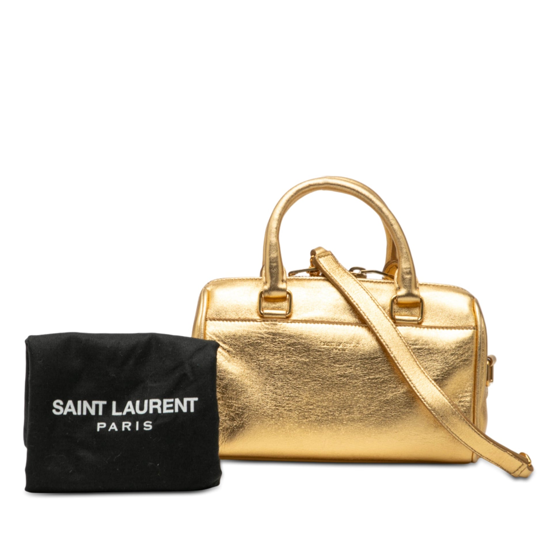 Saint Laurent Toy Metallic Leather Classic Duffle Satchel