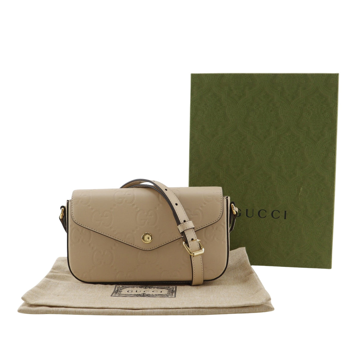 Gucci Super Mini Jumbo GG Embossed Calfskin Pochette