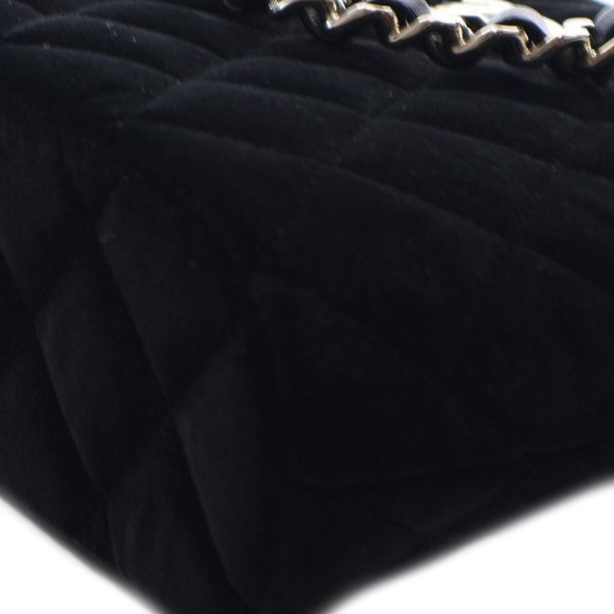 Chanel Quilted Velvet Coco Clutch With Chain — Black